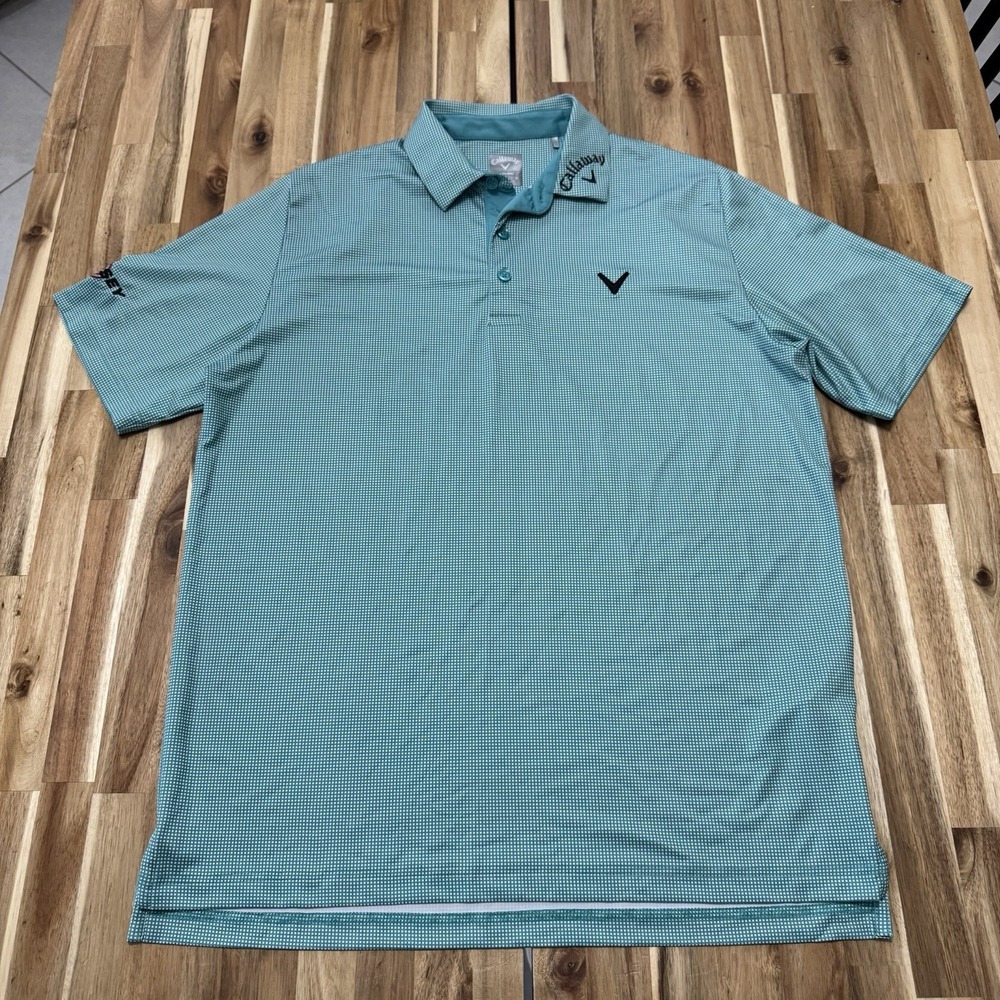 Callaway Polo Shirt Mens M Green Opti Dri Tour Odyssey Performance Golf Stretch